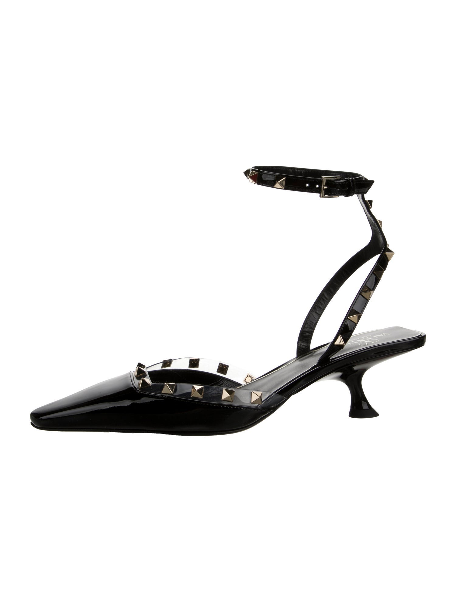 Valentino Patent Leather Studded Accents Slingback Pumps