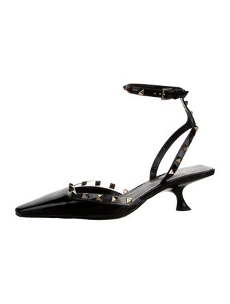 Valentino Patent Leather Studded Accents Slingback Pumps