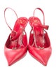 Valentino Leather Chain-Link Accents Slingback Pumps