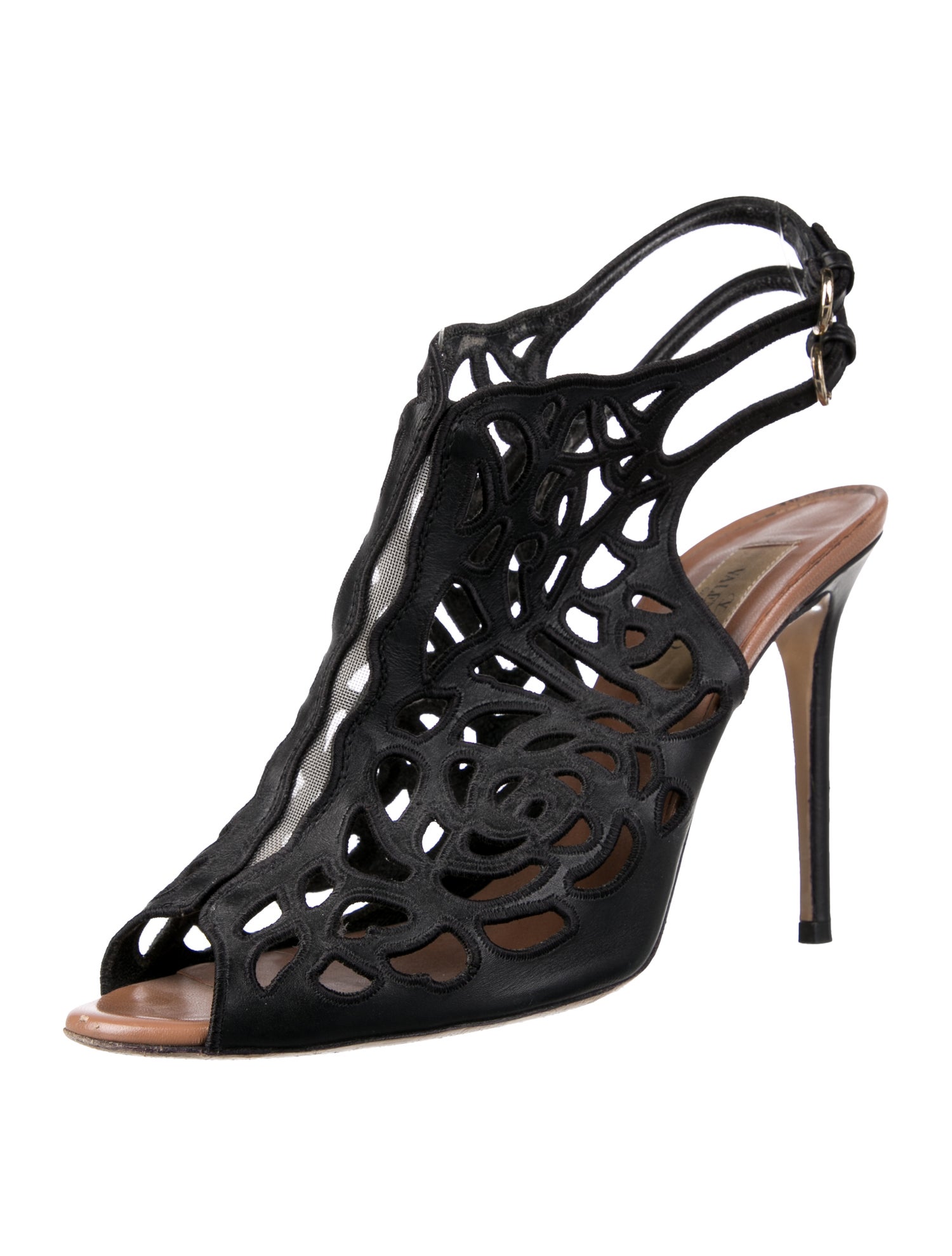 Valentino Leather Mesh Accents Slingback Sandals