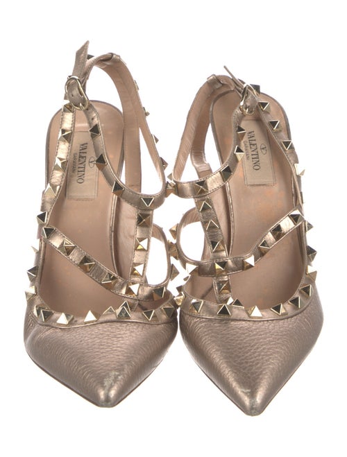 Valentino Rockstud Accents Leather T-Strap Pumps