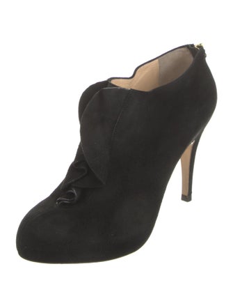 Valentino Suede Ruffle Embellishment Boots