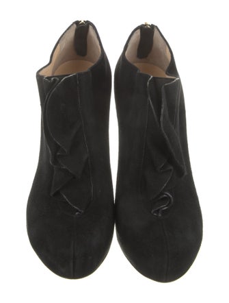 Valentino Suede Ruffle Embellishment Boots
