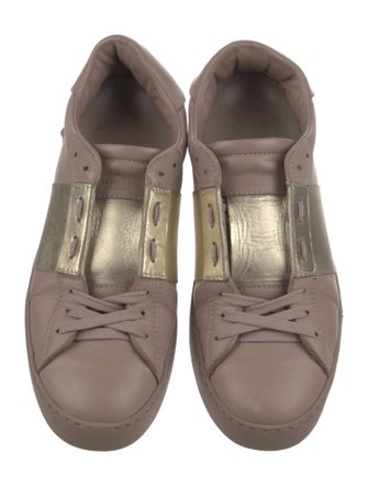 Valentino Leather Graphic Print Sneakers