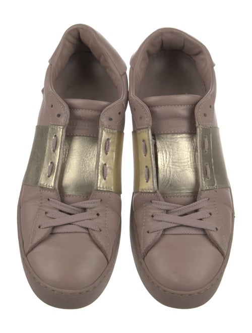 Valentino Leather Graphic Print Sneakers