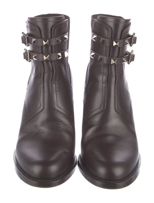 Valentino Rockstud Accents Leather Lace-Up Boots