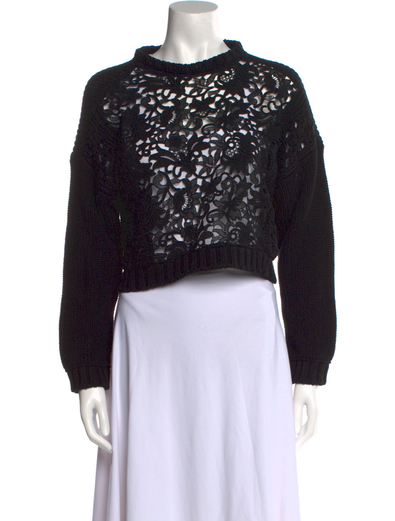 Valentino Lace Mock Neck Sweater