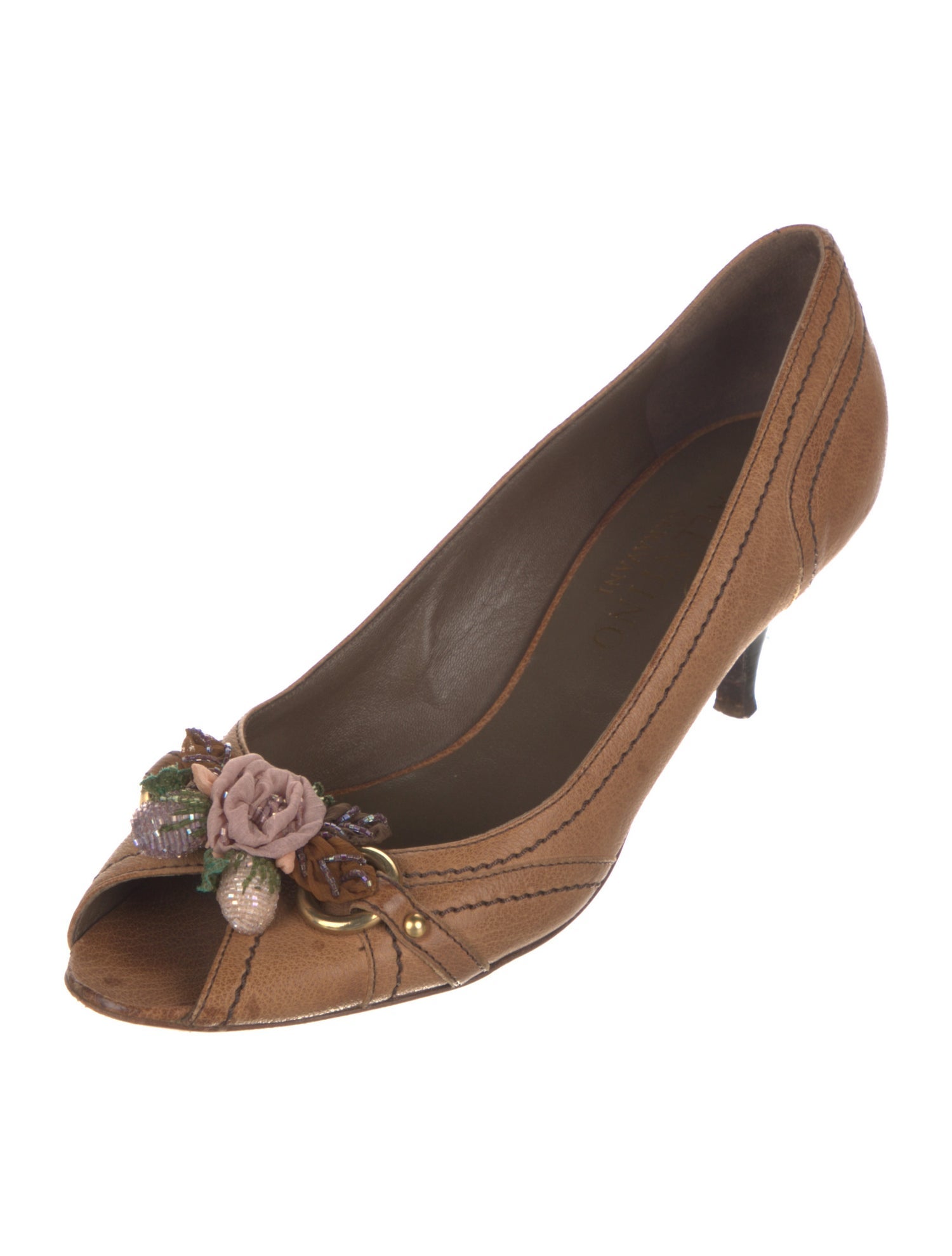 Valentino Leather Beaded Accents Pumps