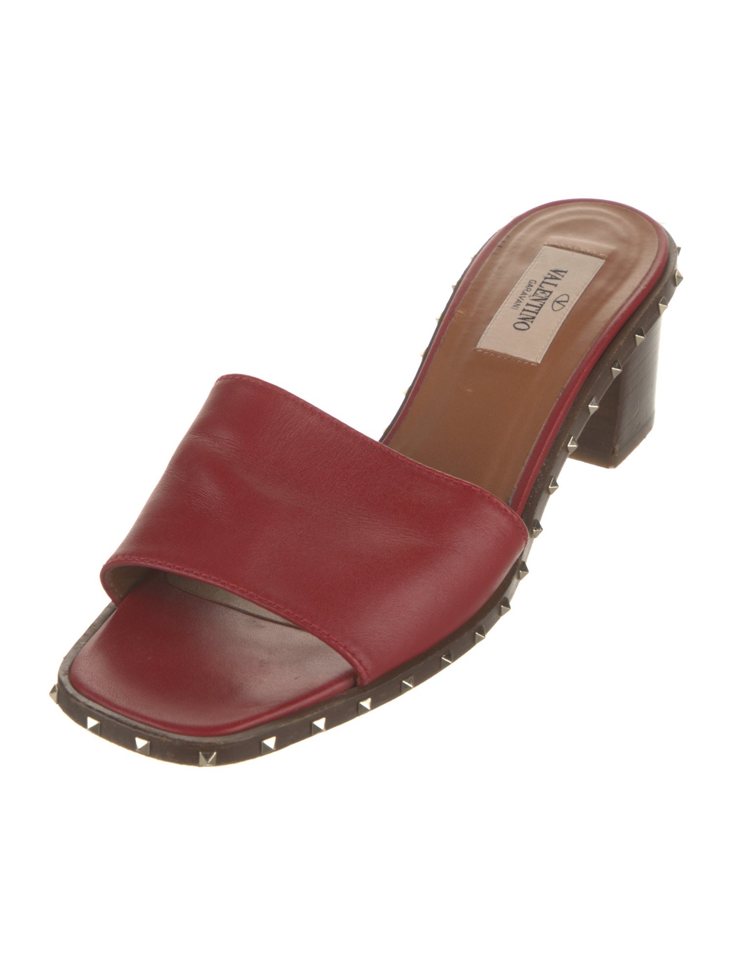 Valentino Rockstud Accents Leather Slides