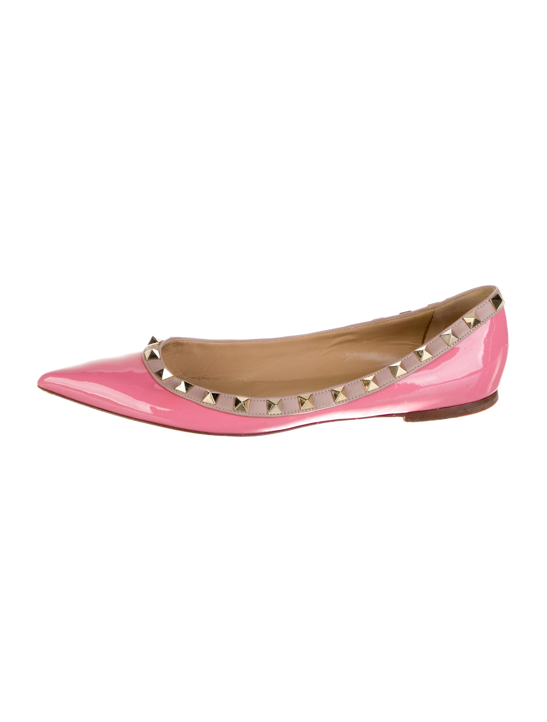 Valentino Rockstud Accents Patent Leather Ballet Flats
