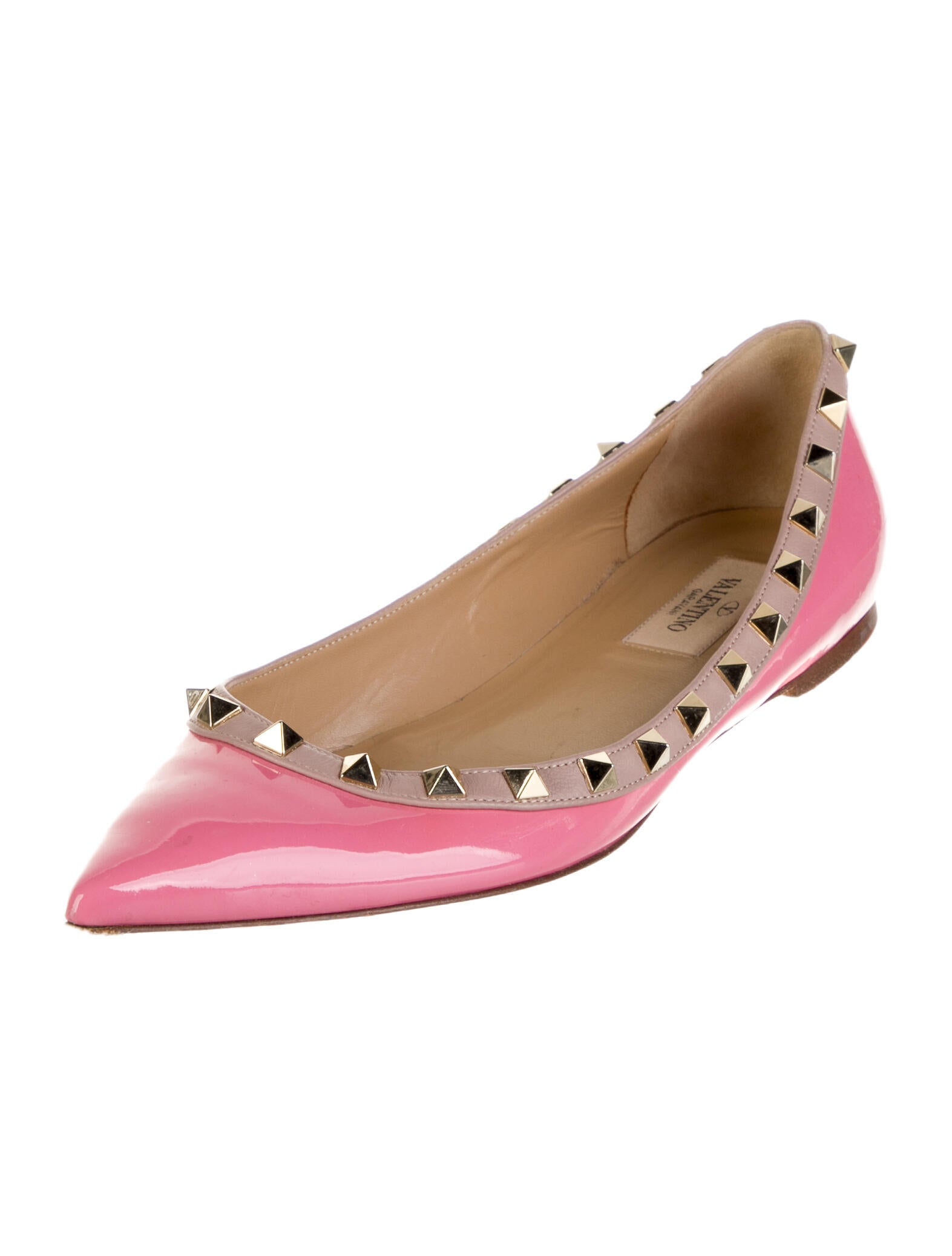 Valentino Rockstud Accents Patent Leather Ballet Flats