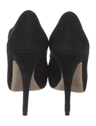 Valentino Suede Bow Accents T-Strap Pumps