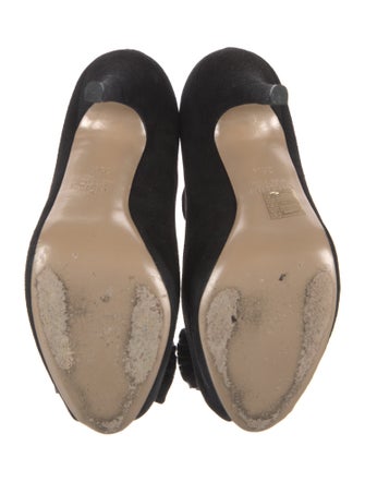 Valentino Suede Bow Accents T-Strap Pumps