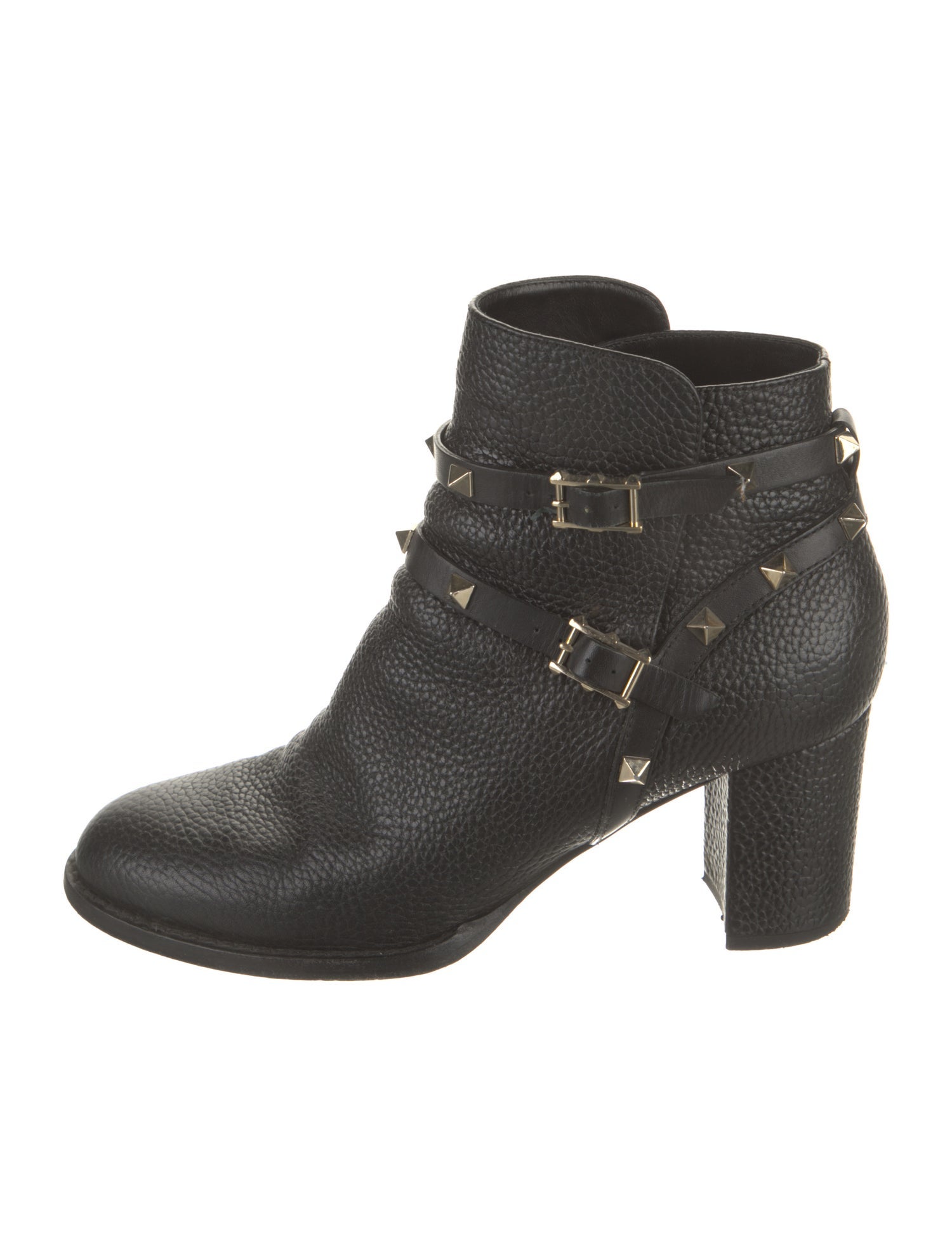 Valentino Rockstud Accents Leather Combat Boots