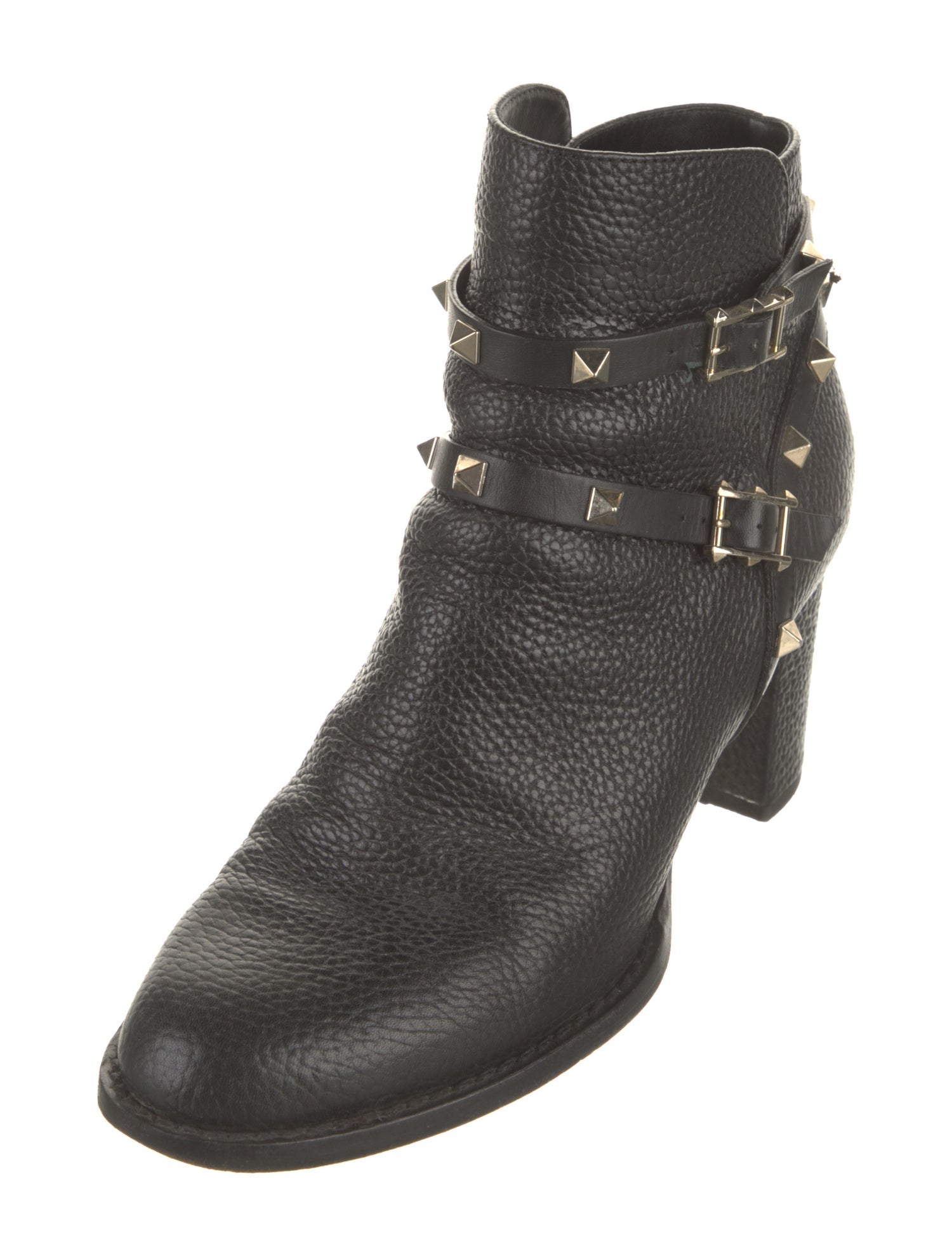 Valentino Rockstud Accents Leather Combat Boots