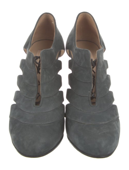 Valentino Suede Cutout Accent T-Strap Pumps