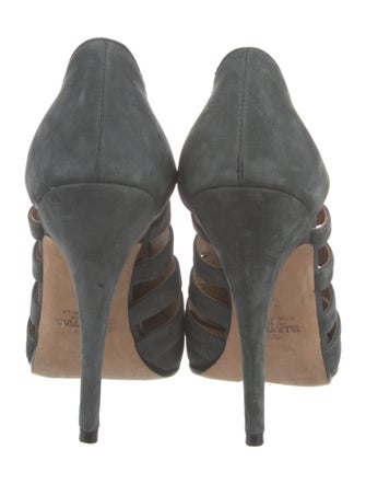 Valentino Suede Cutout Accent T-Strap Pumps