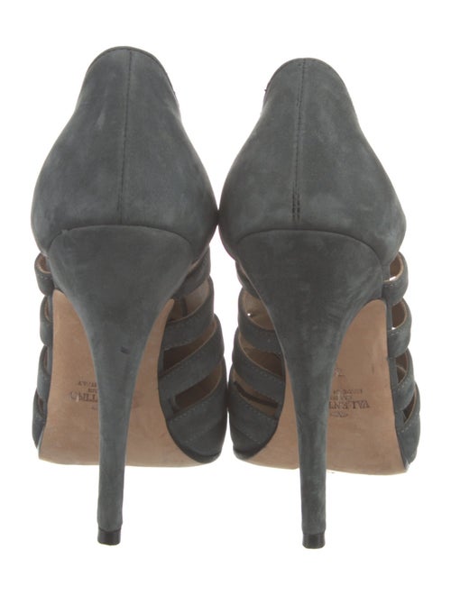 Valentino Suede Cutout Accent T-Strap Pumps