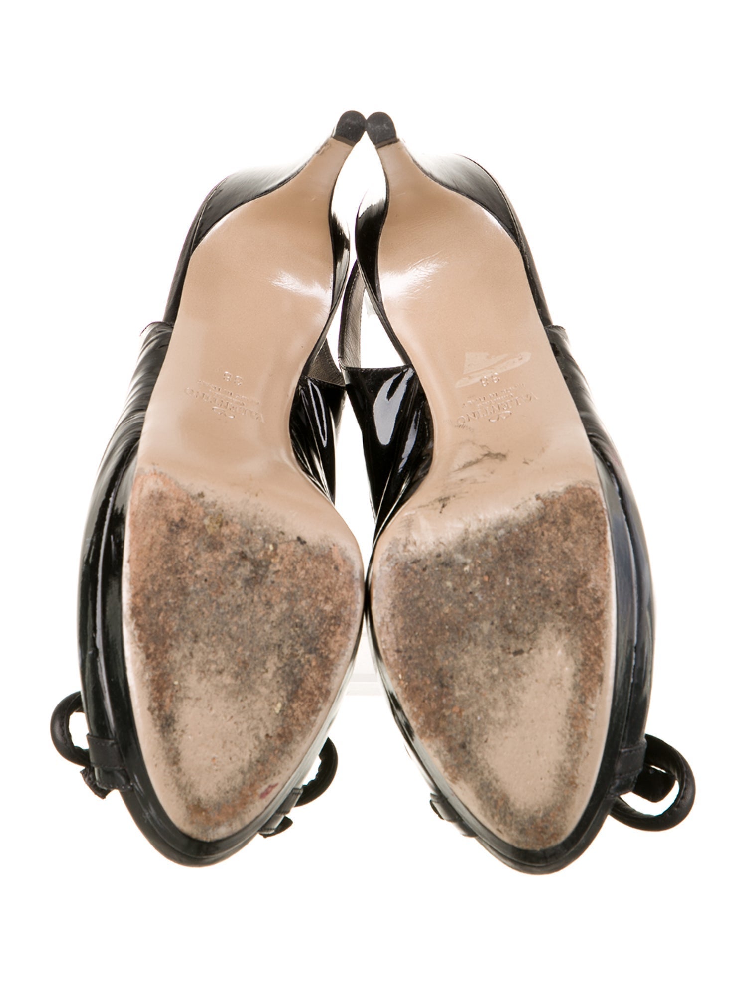 Valentino Patent Leather Bow Accents Slingback Pumps