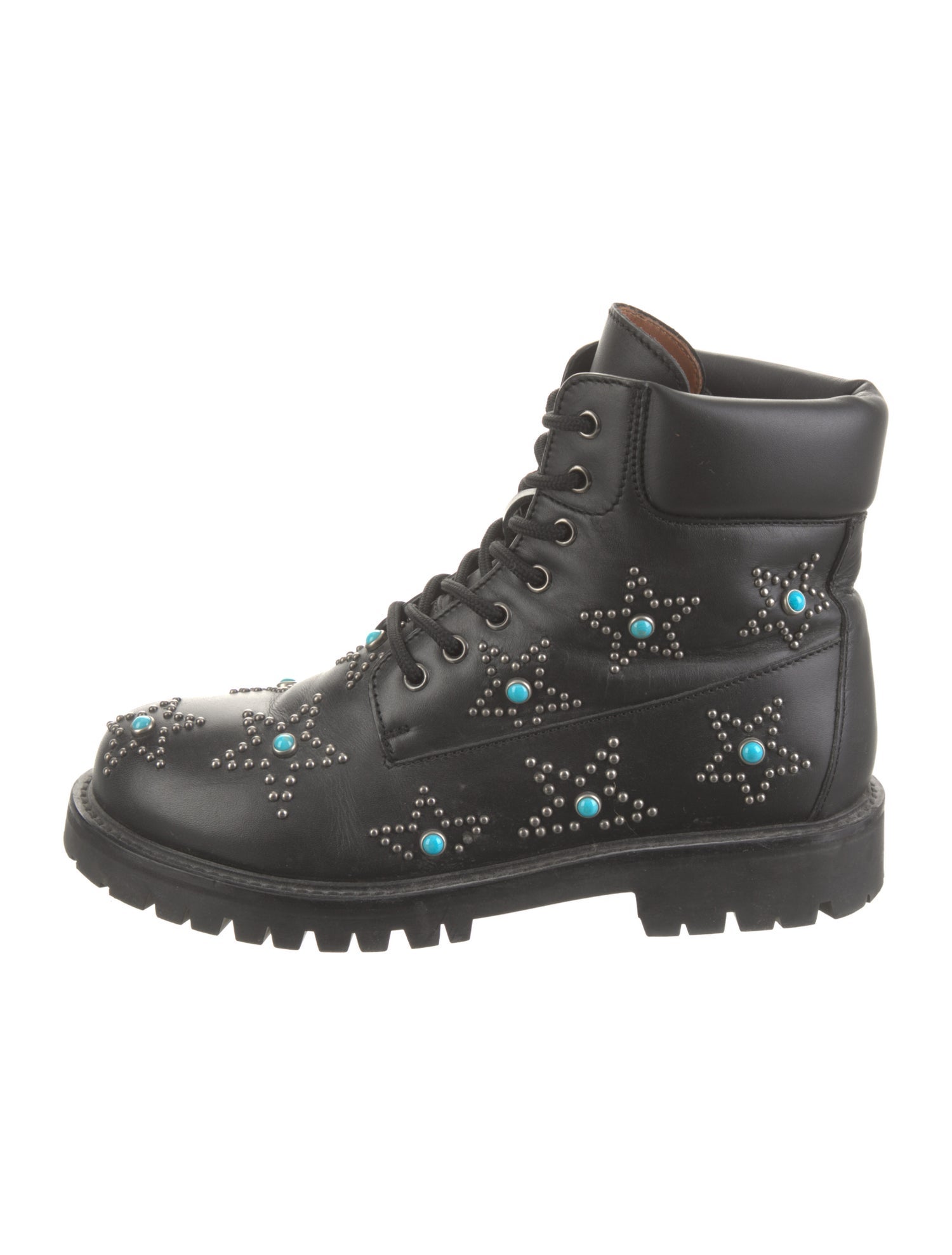 Valentino Leather Studded Accents Combat Boots