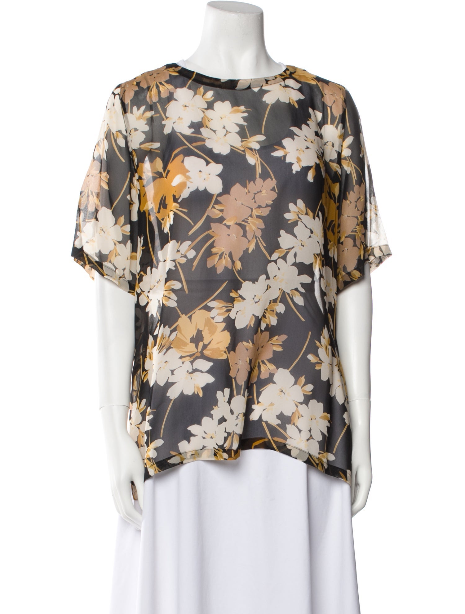 Valentino Floral Print Bateau Neckline Blouse
