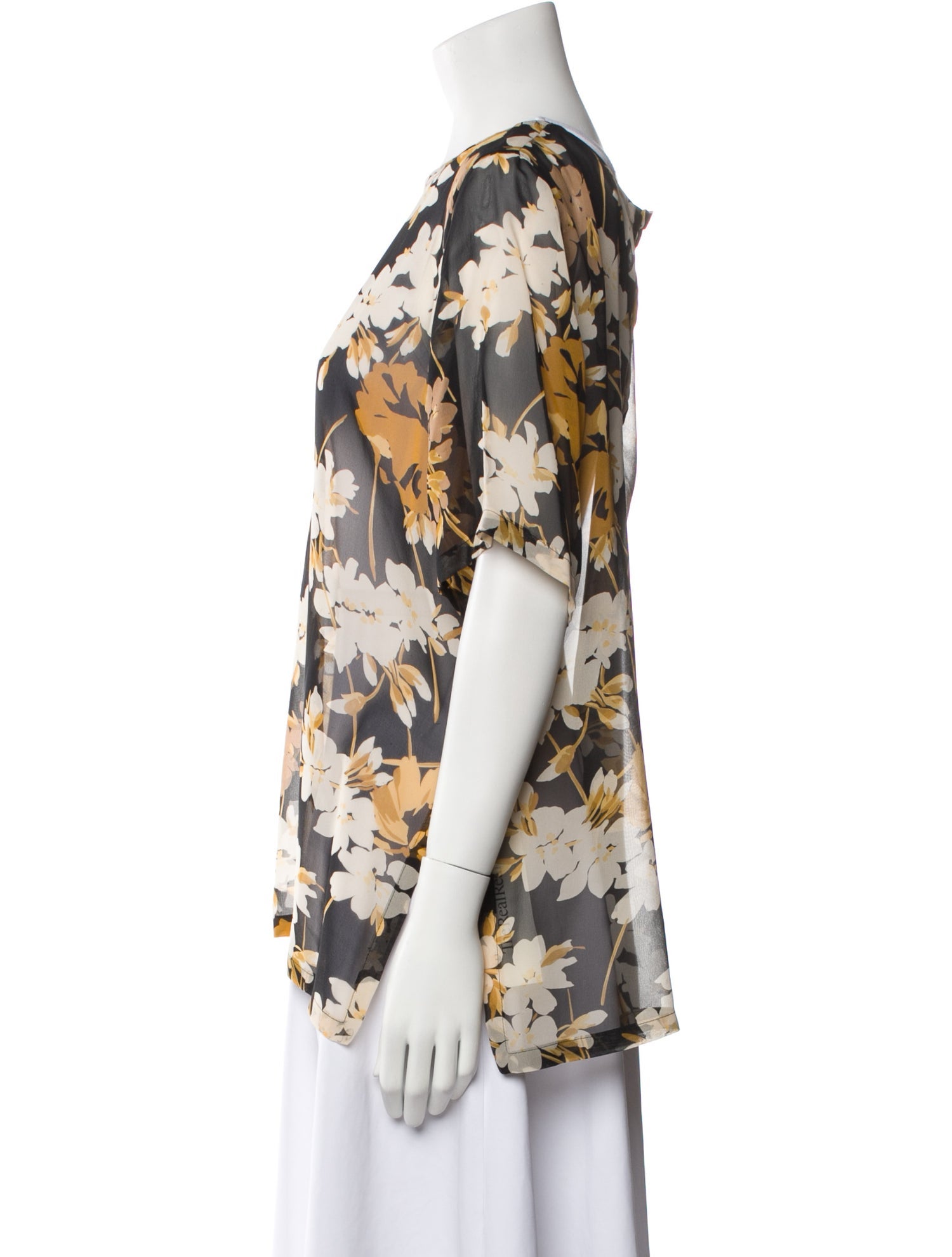 Valentino Floral Print Bateau Neckline Blouse