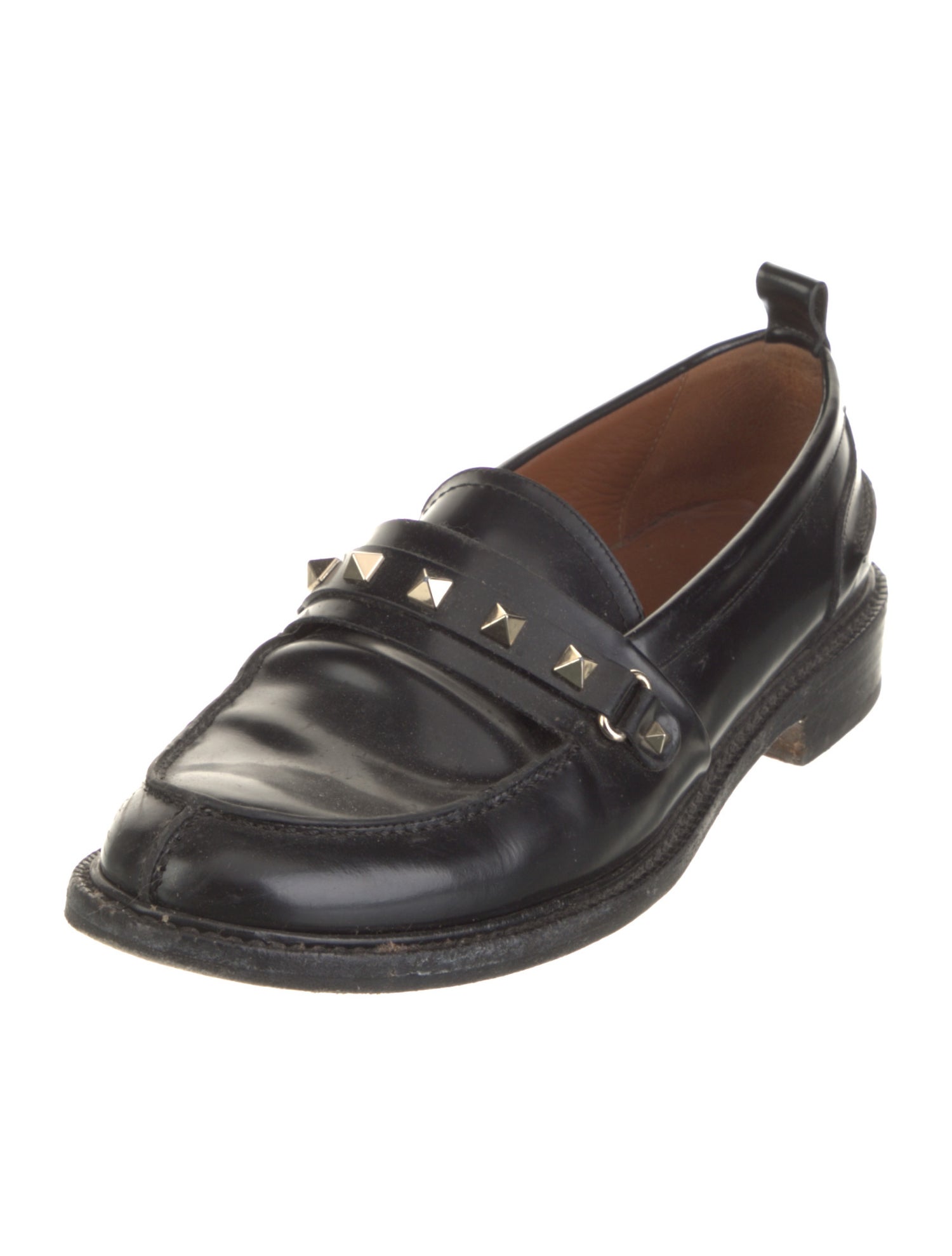 Valentino Rockstud Accents Patent Leather Loafers
