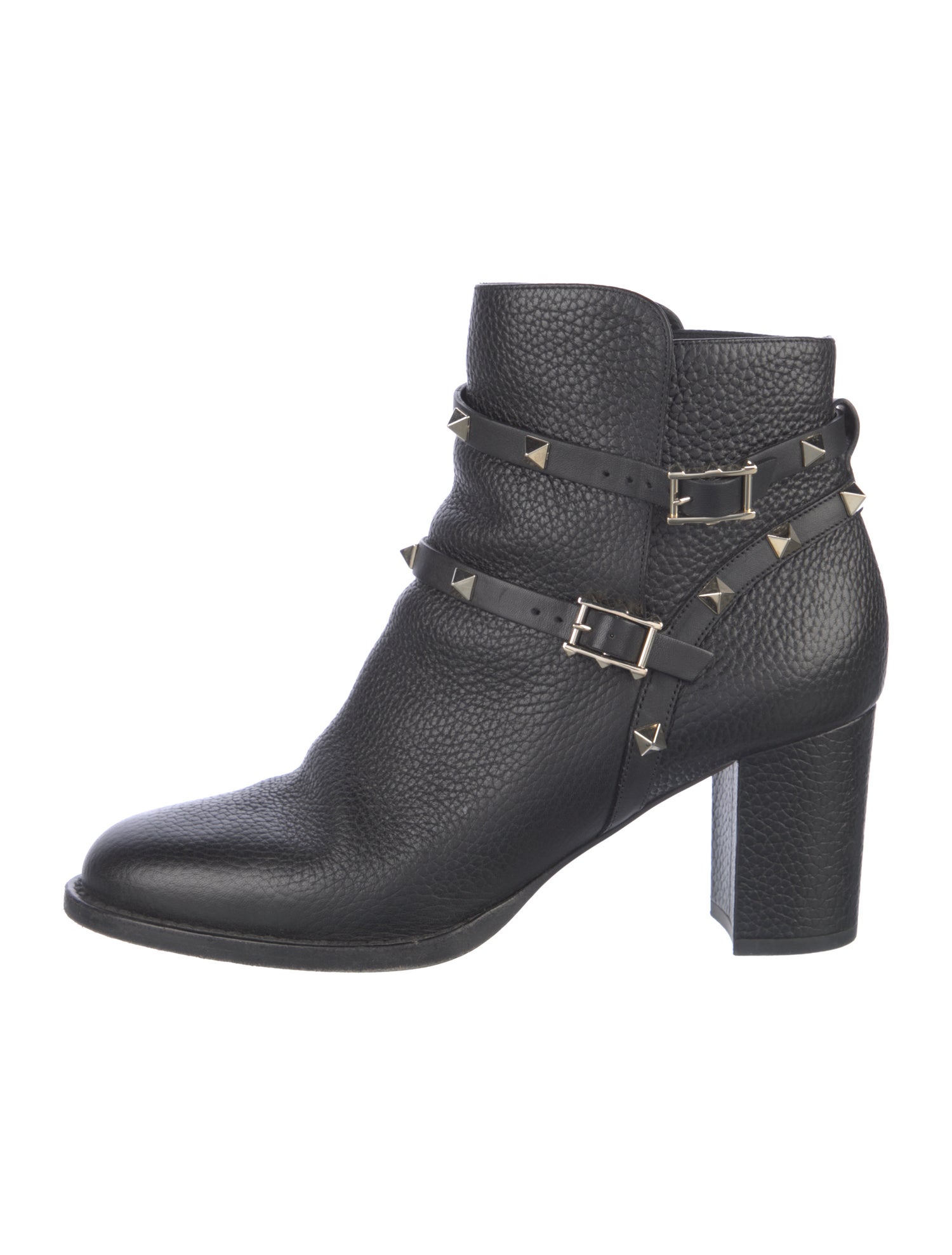 Valentino Rockstud Accents Leather Moto Boots