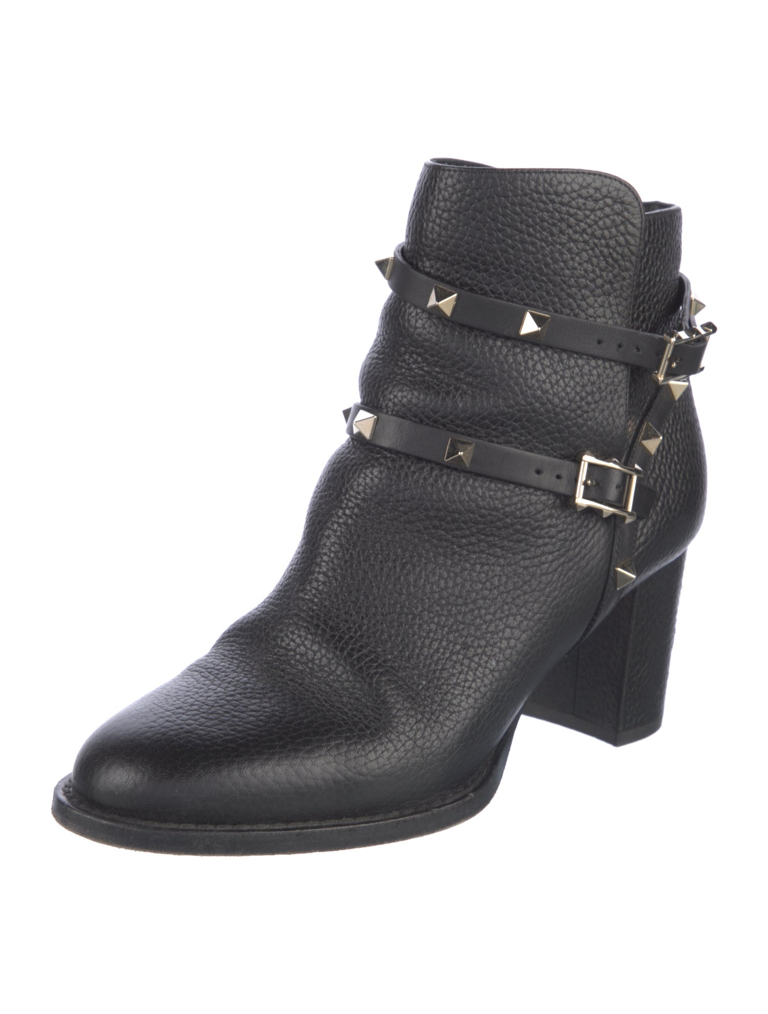 Valentino Rockstud Accents Leather Moto Boots