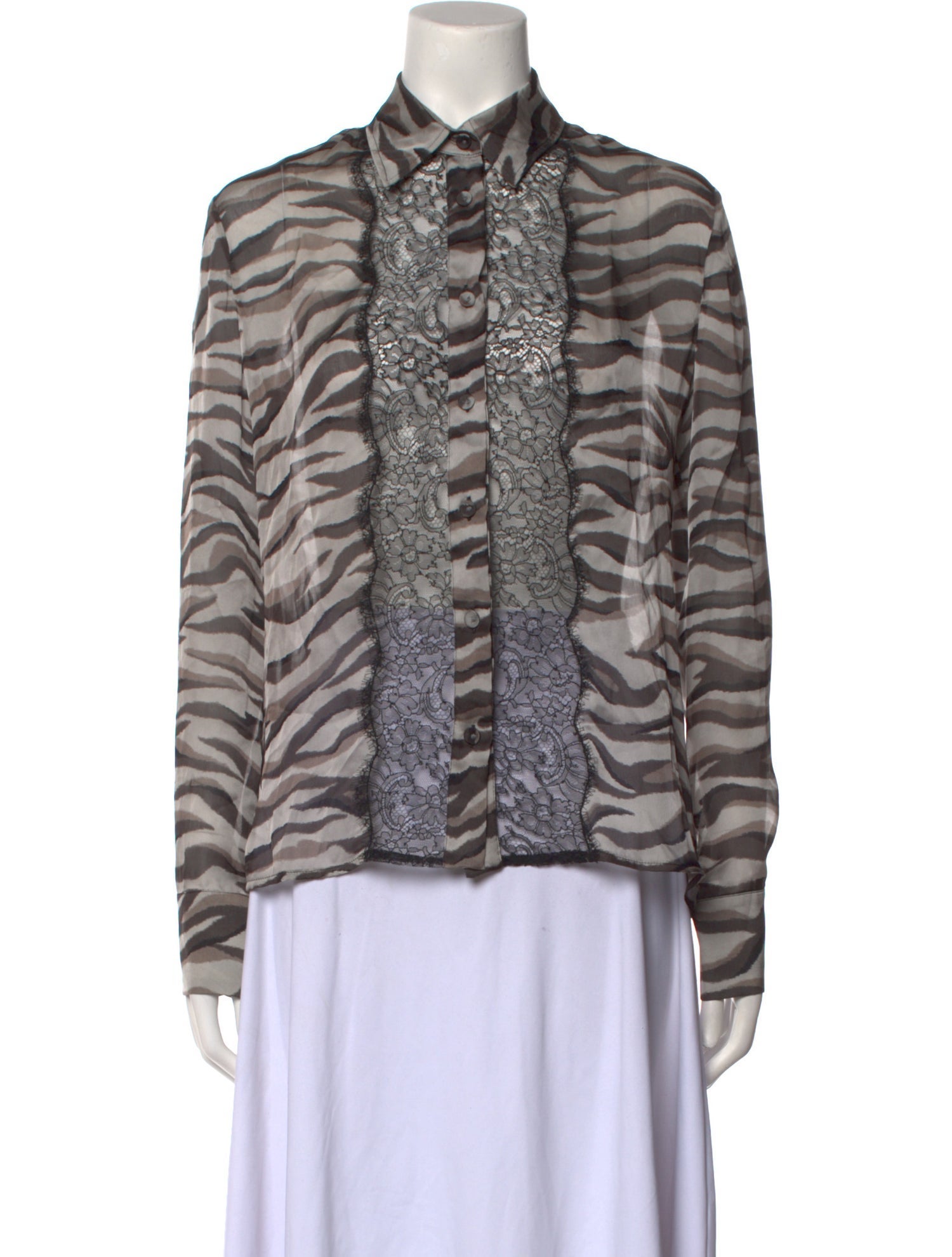 Valentino Silk Animal Print Button-Up Top