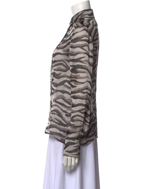 Valentino Silk Animal Print Button-Up Top