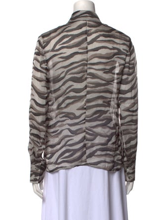 Valentino Silk Animal Print Button-Up Top