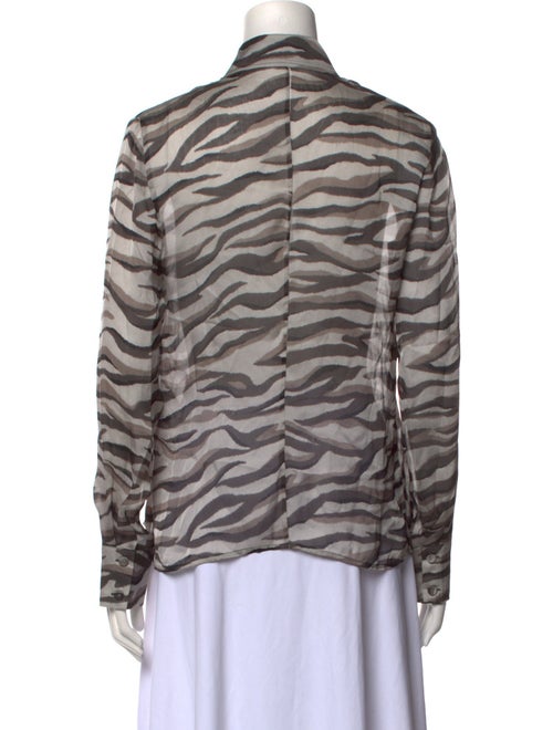 Valentino Silk Animal Print Button-Up Top