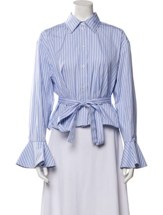 Valentino Striped Long Sleeve Button-Up Top