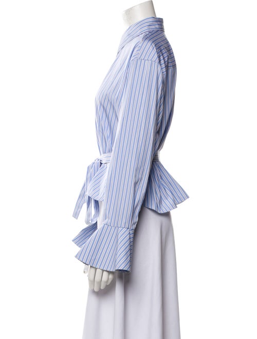 Valentino Striped Long Sleeve Button-Up Top