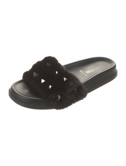 Valentino Rockstud Accents Mink Slides