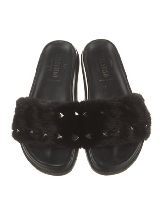 Valentino Rockstud Accents Mink Slides