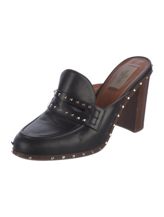 Valentino Rockstud Accents Leather Mules