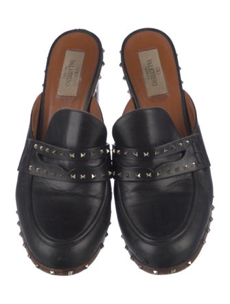 Valentino Rockstud Accents Leather Mules