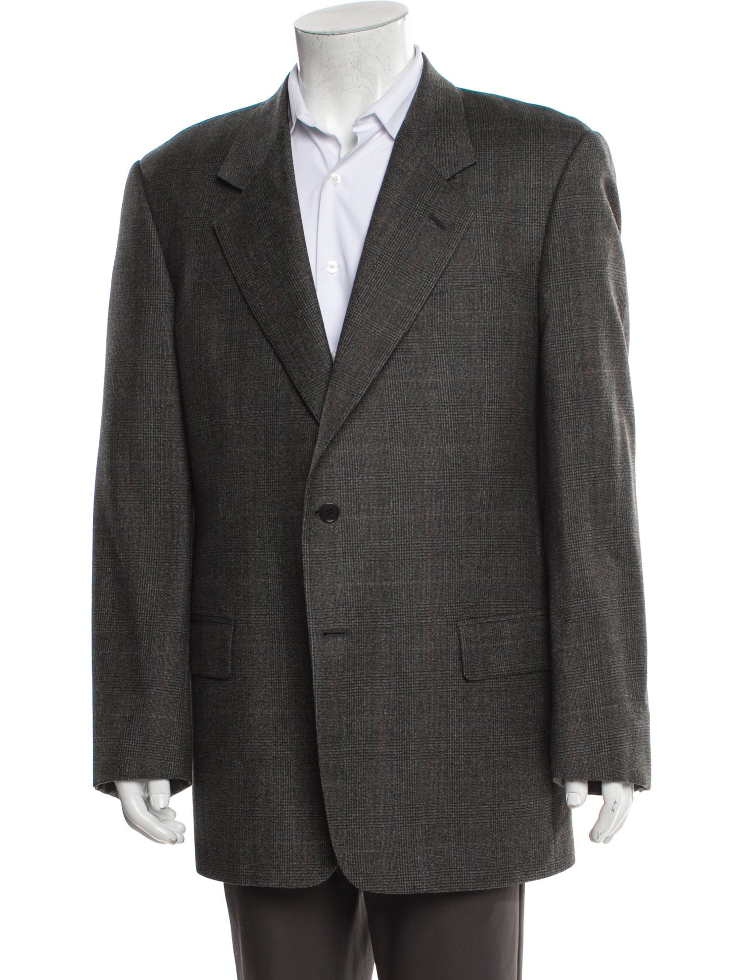 Valentino Virgin Wool Plaid Print Blazer