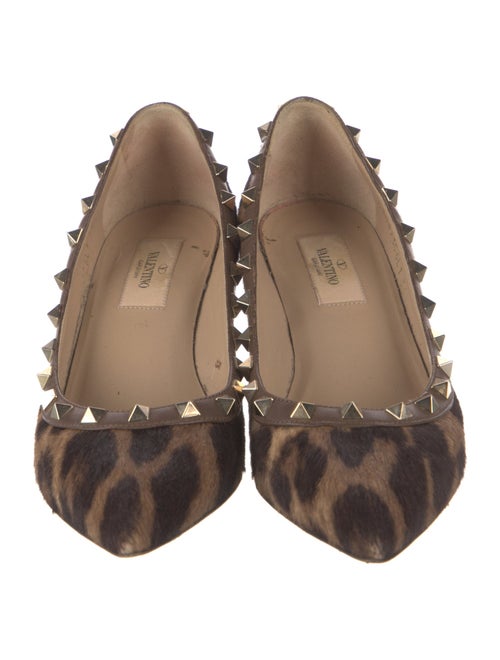 Valentino Rockstud Accents Ponyhair Flats