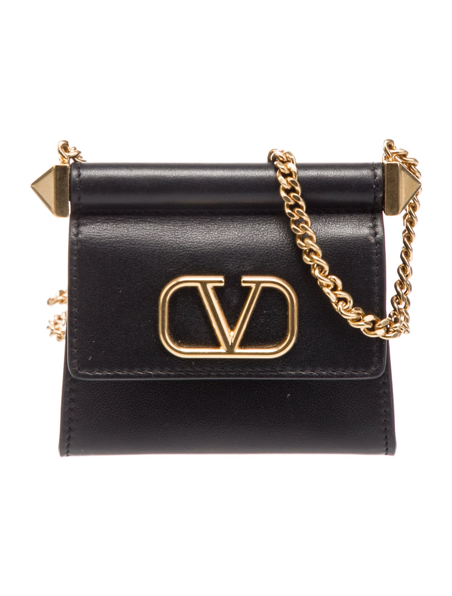 Black Leather VLogo Signature Clutch