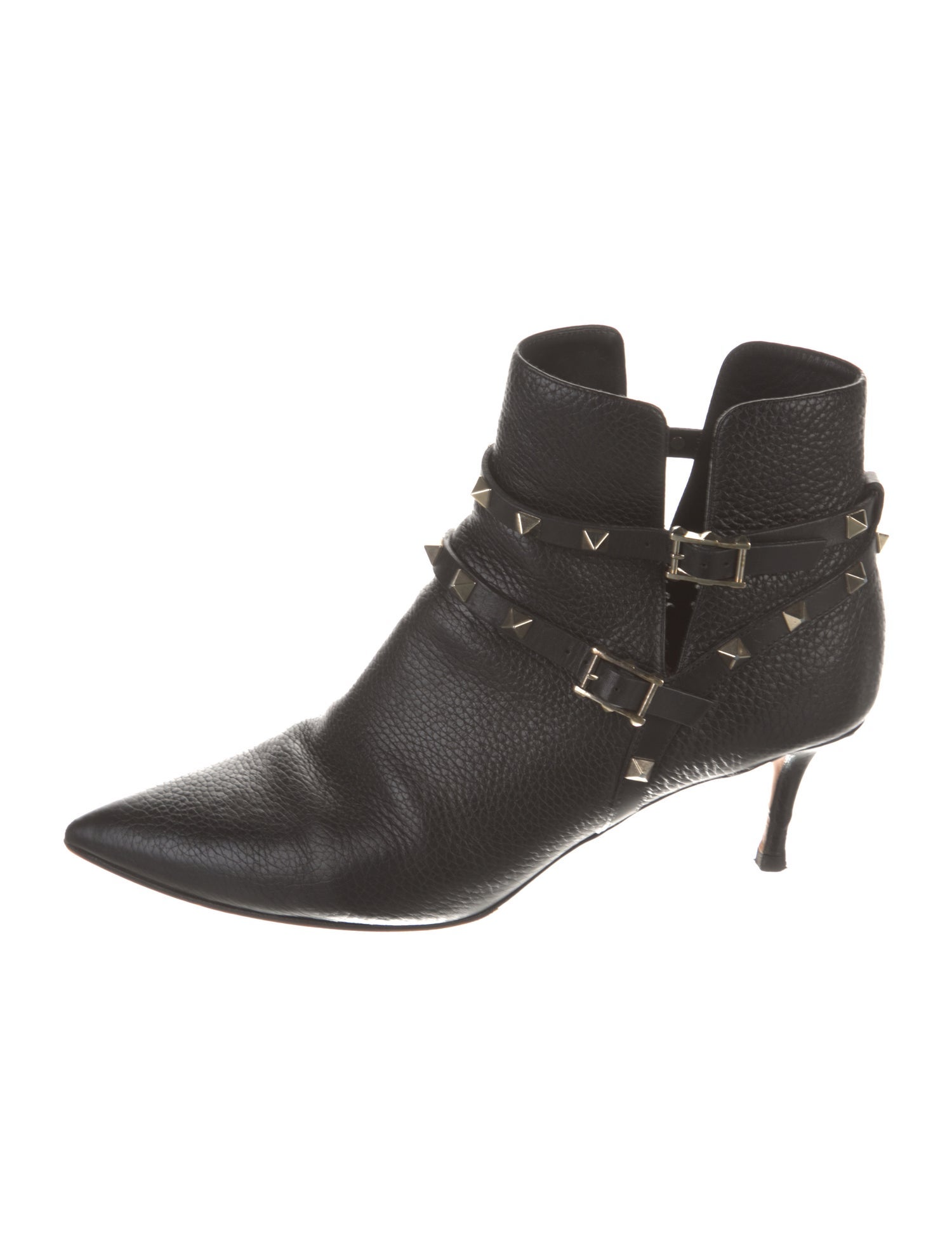 Valentino Rockstud Accents Leather Lace-Up Boots
