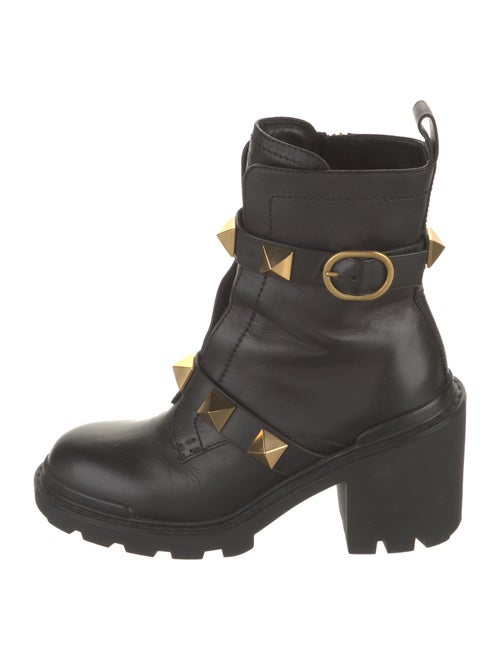 Valentino Rockstud Accents Leather Combat Boots