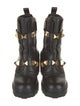 Valentino Rockstud Accents Leather Combat Boots