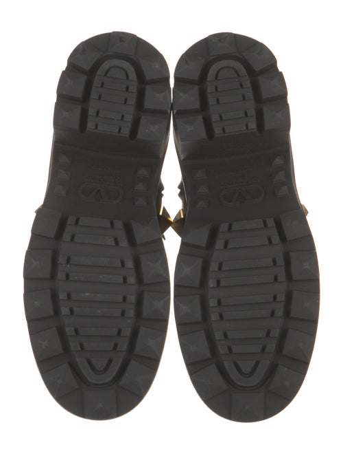 Valentino Rockstud Accents Leather Combat Boots