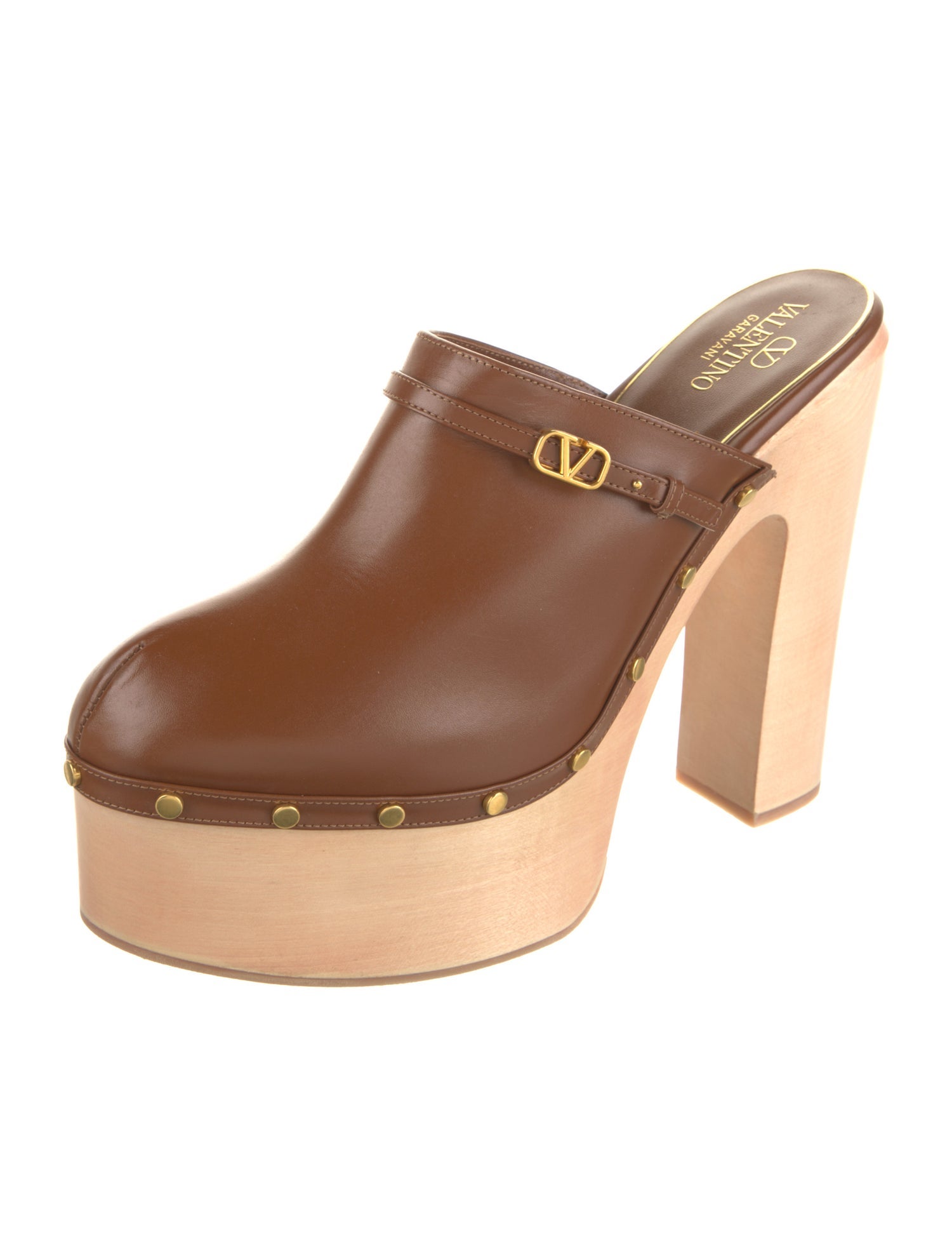 Valentino Leather Studded Accents Mules