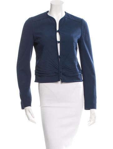 Valentino Collarless Pleated Jacket