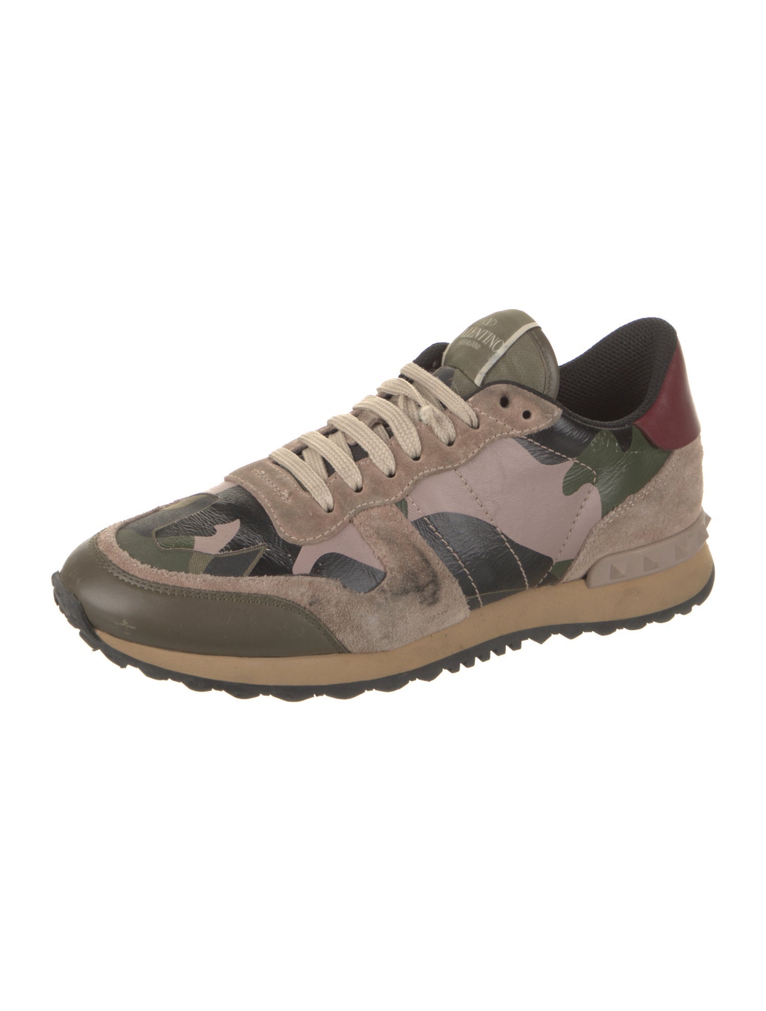 Valentino Rockstud Accents Leather Sneakers