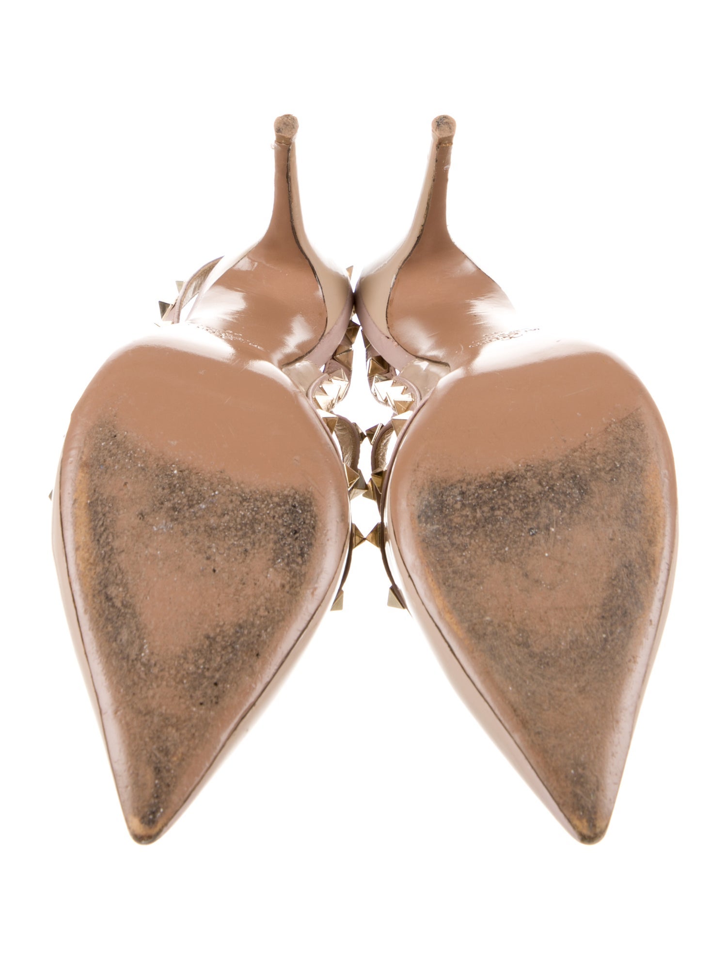 Valentino Rockstud Accents Patent Leather T-Strap Pumps